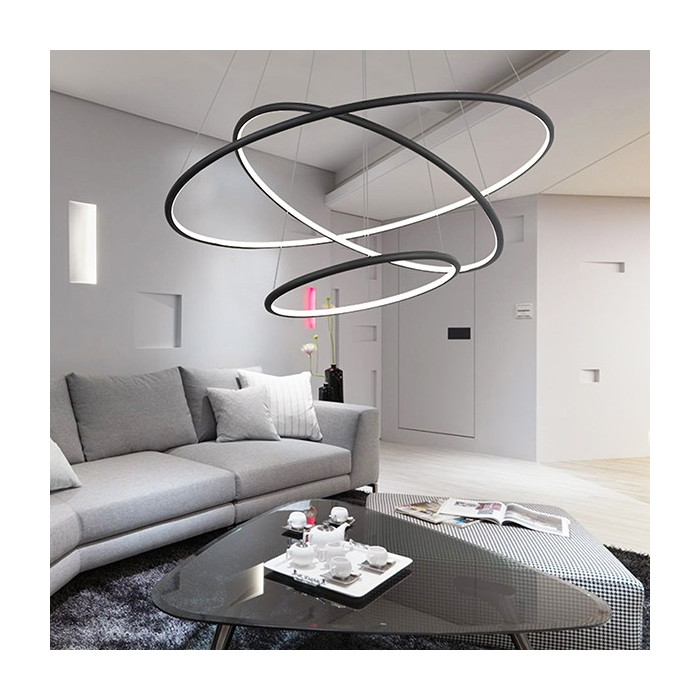 Altavola Design: Lampa wisząca Ledowe Okręgi No.3 czarna in 3k