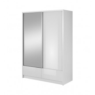 ARIA I - Szafa z lustrem 150 cm do garderoby biały połysk