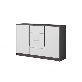 DEGA - komoda 138 z szufladami Szary grafit + Biały