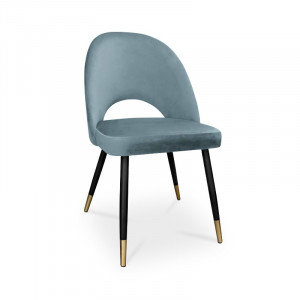 krzesło POLO / srebrno-niebieski / noga czarno-złota / BL06