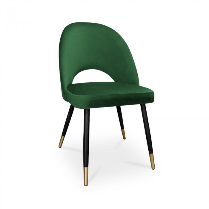 krzesło POLO / zieleń butelkowa / noga czarno-złota / MG25