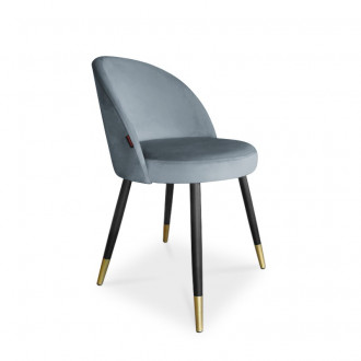 krzesło ASTON / srebrno-niebieski / noga czarno-złota / BL06