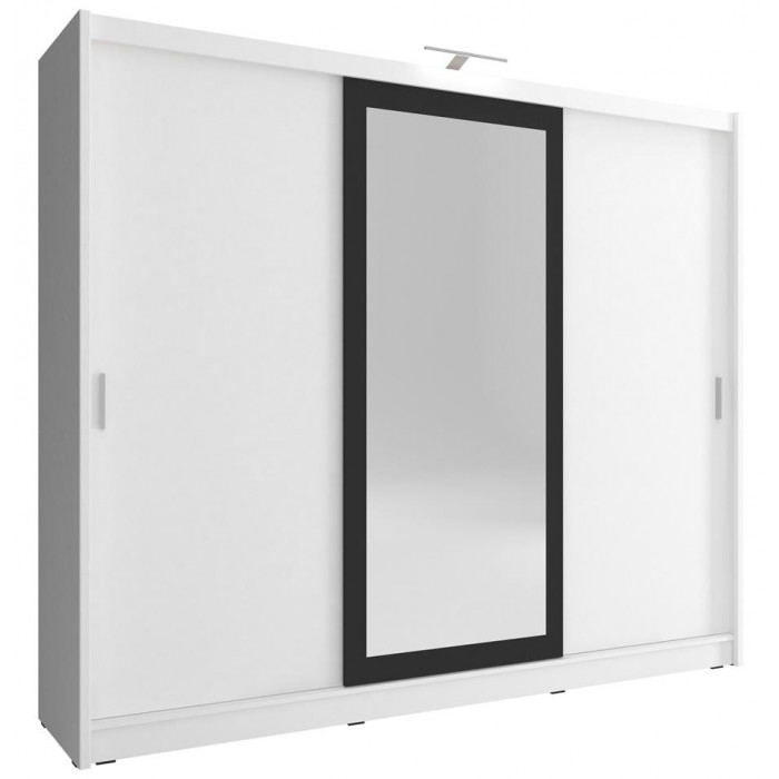 Szafa przesuwna z lustrem 3-drzwiowa WIKI II 250 cm biała