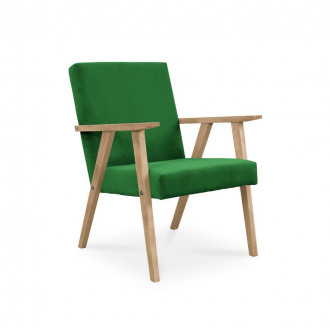 Fotel LISEK - PRL / zielony / noga buk