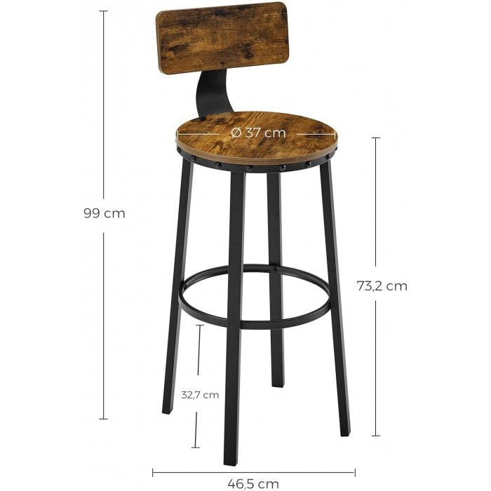 Krzesła barowe w stylu industrialnym / Rustic brown