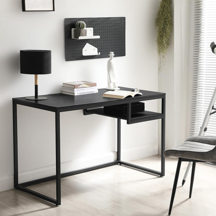 Czarne nowoczesne biurko z półką