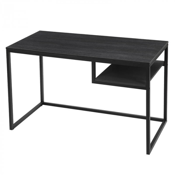 Nowoczesne biurko z półką / czarny blat