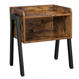 Nowoczesny stolik nocny w industrialnym stylu / Rustic brown / Oak / Greige