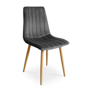 Nowoczesne krzesło tapicerowane TUX szary / noga dąb