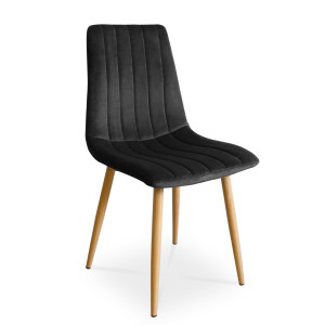 Wygodne krzesło do jadalni w stylu loftowym TUX czarny / noga dąb