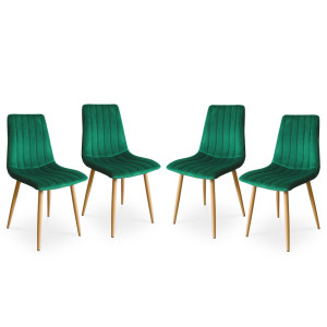 Zestaw nowoczesnych krzeseł TUX zielony / noga dąb
