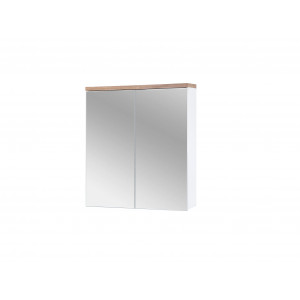 Szafka łazienkowa z lustrem 2D Bali White / biel alpejska + dąb wotan