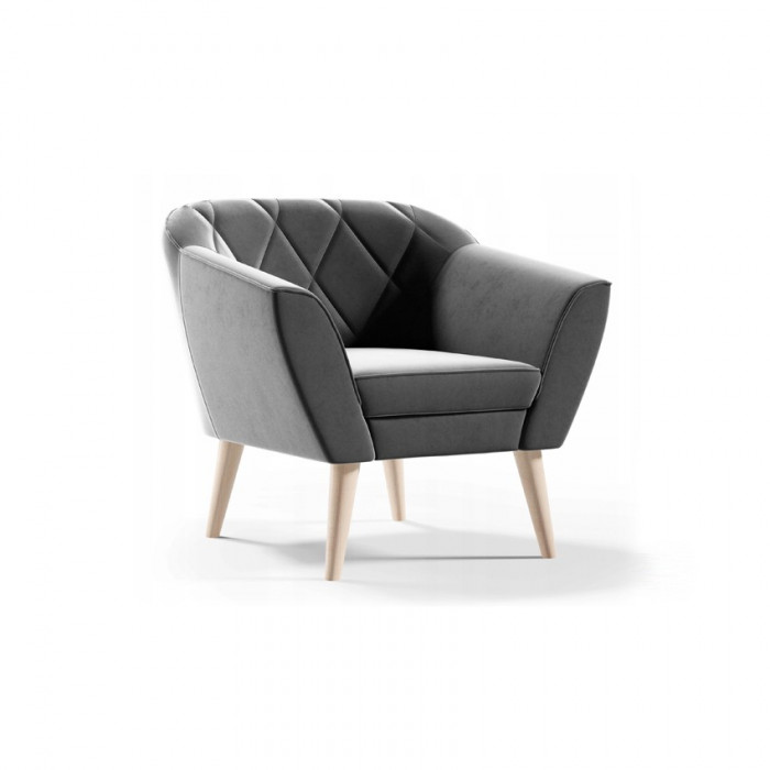 Wygodny fotel tapicerowany GLORIA - szary / R91