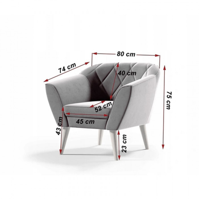 Nowoczesny fotel tapicerowany VIVA - czarny / R100