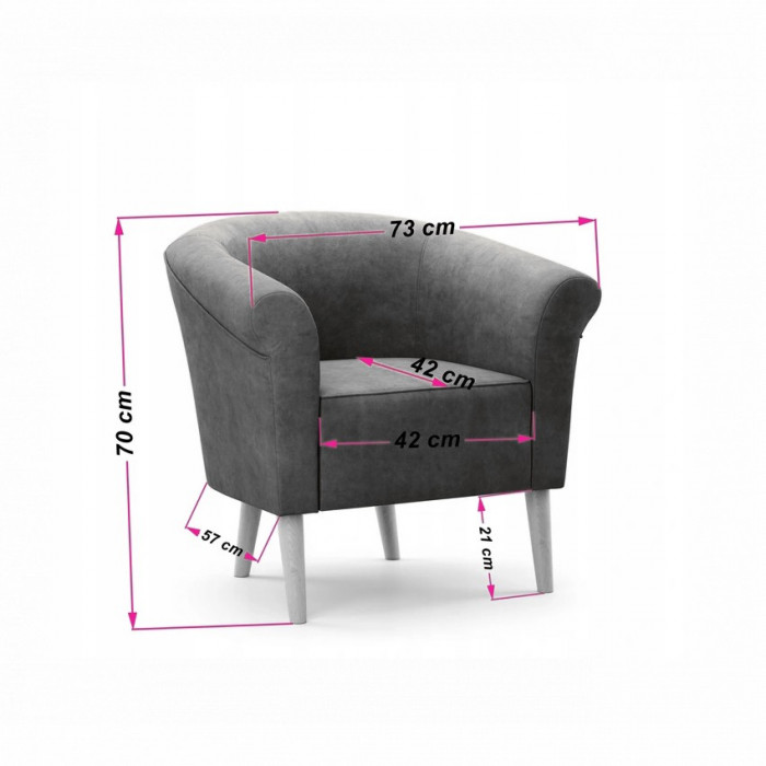 Fotel z miękkim oparciem PERO - róż / R62