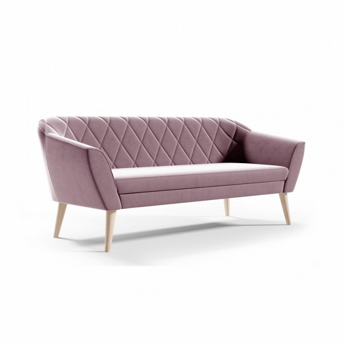 Sofa tapicerowana z pikowaniem GLORIA 3 - róż / R62