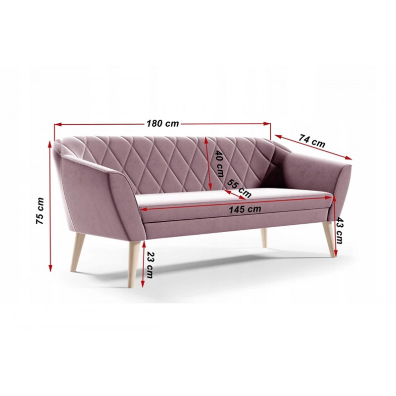 Sofa w stylu glamour GLORIA 3 - miodowy / R41 2/9