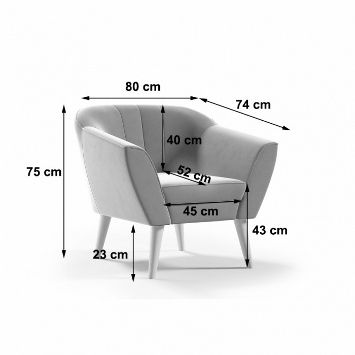 Fotel w stylu skandynawskim PIRS - granatowy / R81