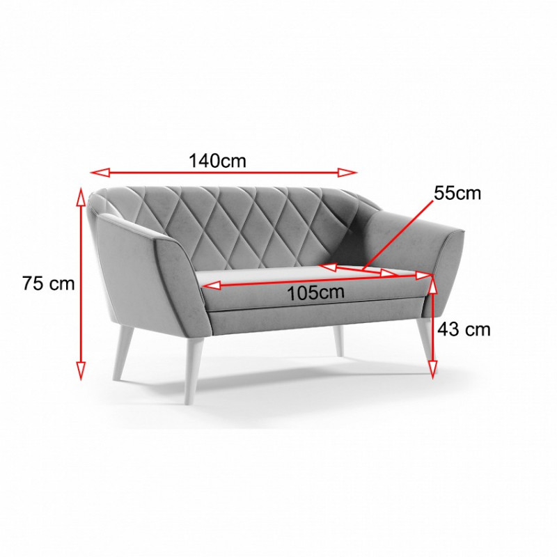Sofa w aksamitnej tkaninie VIVA 2 - czarny / R100 2/9