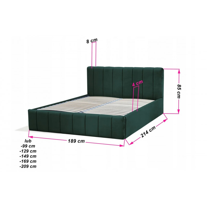Łóżko w aksamitnej tkaninie NINA / miodowy / R41 9
