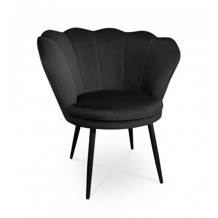 Fotel tapicerowany SHELL w stylu glamour / czarny / MG19