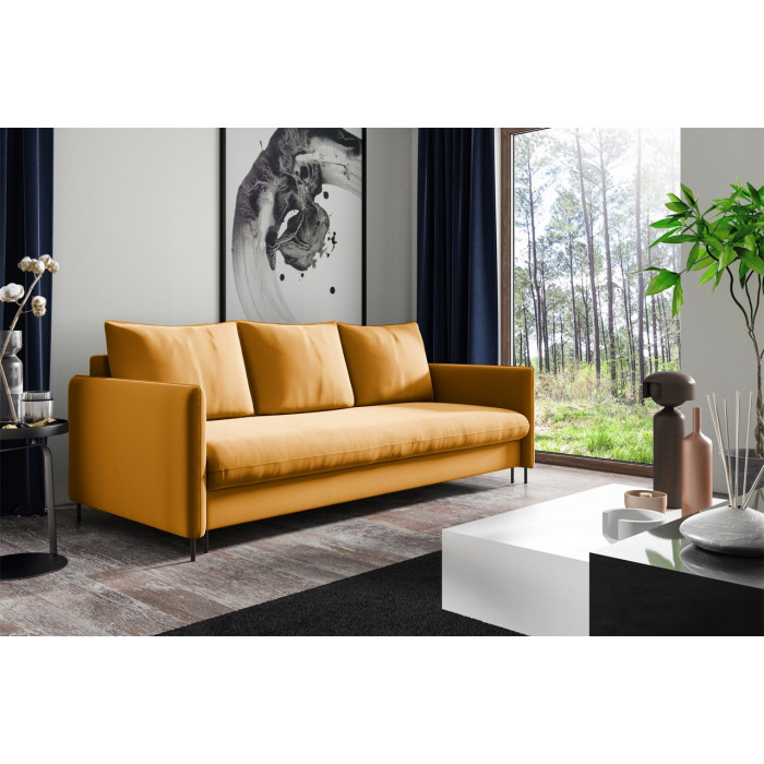Tapicerowana sofa do salonu BELIS - miodowy / R41