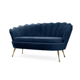 Sofa tapicerowana Muszelka w stylu glamour / granatowa noga złota