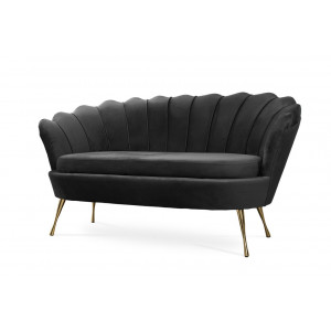 Sofa tapicerowana Muszelka w stylu glamour / czarna noga złota