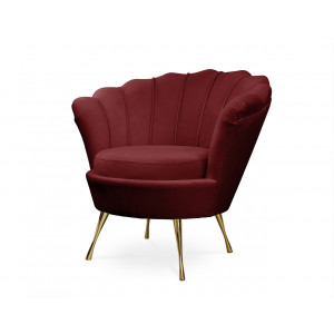Czerwony fotel tapicerowany Muszelka