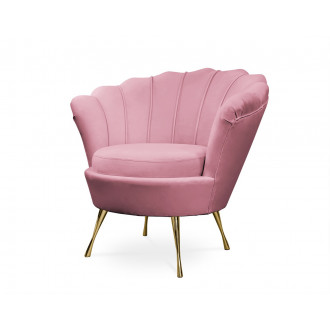Fotel tapicerowany Muszelka w kolorze pudrowy róż