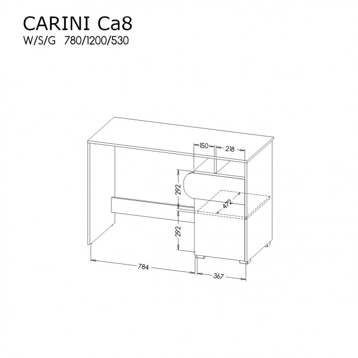 Nowoczesne biurko Carini do pokoju dziecka / jasny grafit + dąb nash + biały brylant