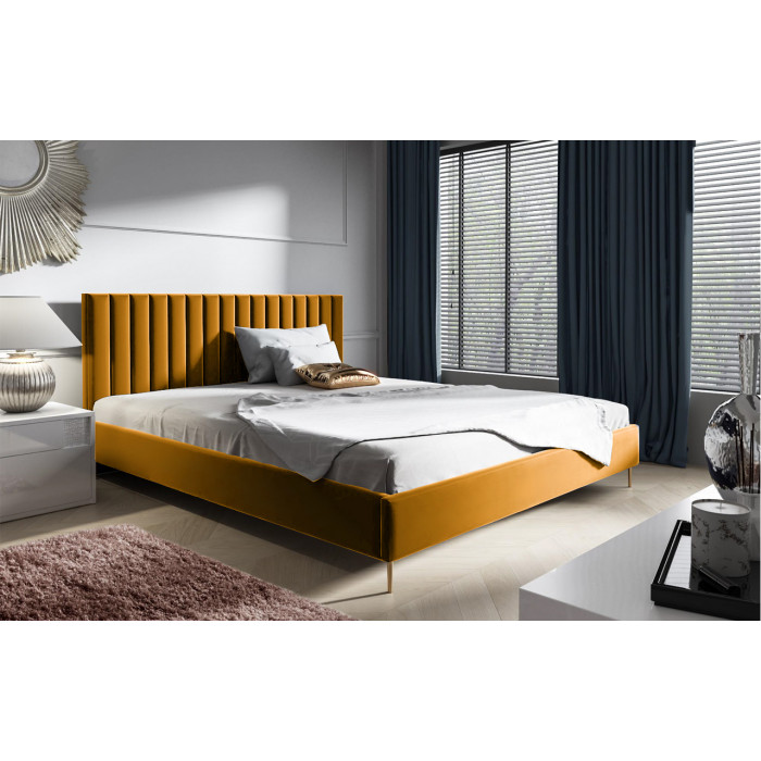 Łóżko tapicerowane do sypialni LILLY / miodowe / R41