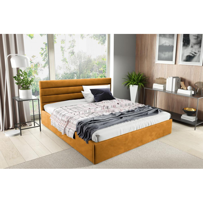 BELLA łóżko tapicerowane do sypialni / miodowy / R41