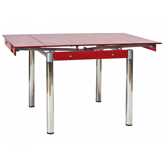 Stół gd082 czerwony/chrom  80(131)x80