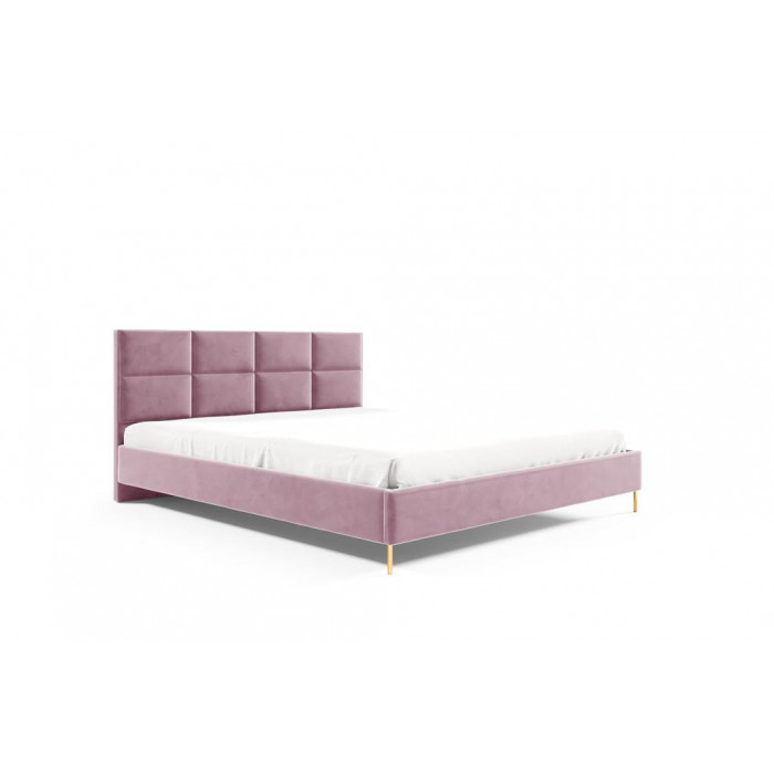 Łóżko tapicerowane WIKI / różowy / nóżki złote / R62