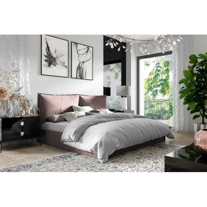 Łóżko tapicerowane GLAM / różowy / R62