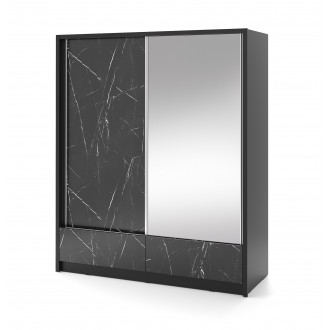 ARIA I - Elegancka szafa z lustrem 180 cm do garderoby czarny marmur