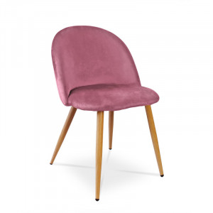 Krzesło tapicerowane do salonu SOLO - antyczny róż / noga dąb