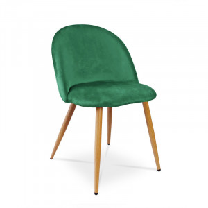Krzesło tapicerowane SOLO - zieleń butelkowa / noga dąb