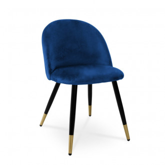 Wygodne krzesło tapicerowane SOLO - granatowy / noga czarno-złota