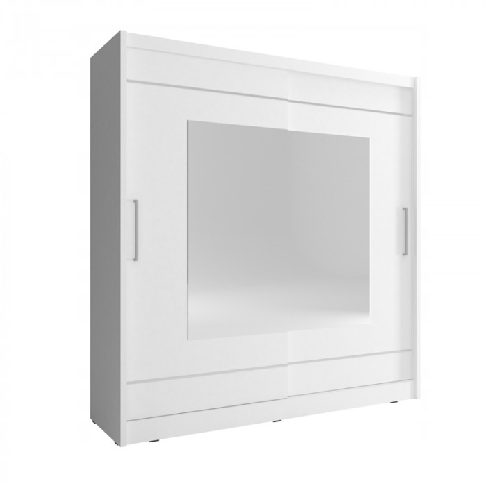 Szafa z drzwiami przesuwnymi z lustrem MAJA IX 180 cm biała