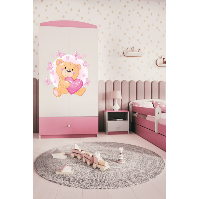Szafa uchylna z grafiką do dziecięcego pokoju babydreams - Miś z motylkami