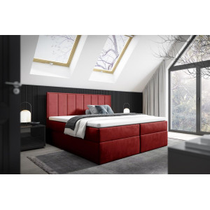 Nowoczesne łóżko kontynentalne z topperem do sypialni - 120x200 z opcją wyboru rozmiaru HAVANA czerwone 2/9