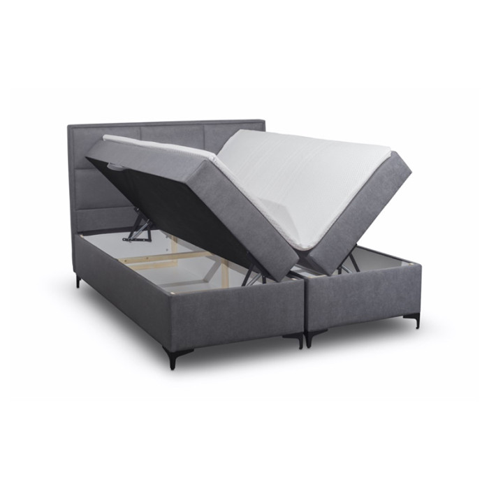 Nowoczesne łóżko kontynentalne z pojemnikiem na pościel do sypialni - 120x200 z opcją wyboru rozmiaru HAVANA czarne