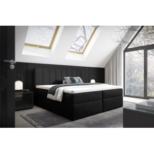 Nowoczesne łóżko kontynentalne z pojemnikiem na pościel do sypialni - 120x200 z opcją wyboru rozmiaru HAVANA czarne 2/9