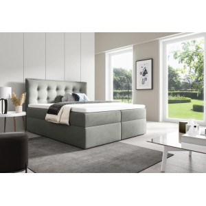 Stylowe łóżko kontynentalne z pojemnikiem na pościel do sypialni - 120x200 z opcją wyboru rozmiaru FOCUS szare 2/9