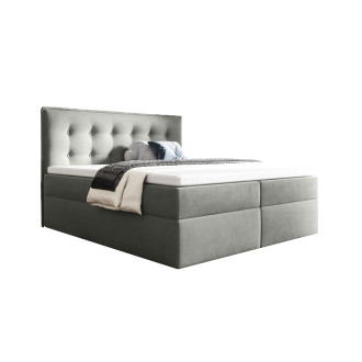 Stylowe łóżko kontynentalne z pojemnikiem na pościel do sypialni - 120x200 z opcją wyboru rozmiaru FOCUS szare