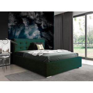 Nowoczesne tapicerowane łóżko z wysokim zagłowiem do sypialni - 120x200 z opcją wyboru rozmiaru PLAY zielone 2/9