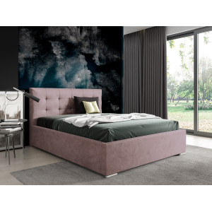 Nowoczesne tapicerowane łóżko z wysokim zagłowiem do sypialni - 120x200 z opcją wyboru rozmiaru PLAY różowe 2/9