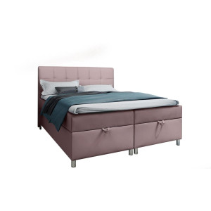Podwójne łóżko kontynentalne z pojemnikiem na pościel do sypialni - 120x200 z opcją wyboru rozmiaru MALABO MALABO różowe 1/9